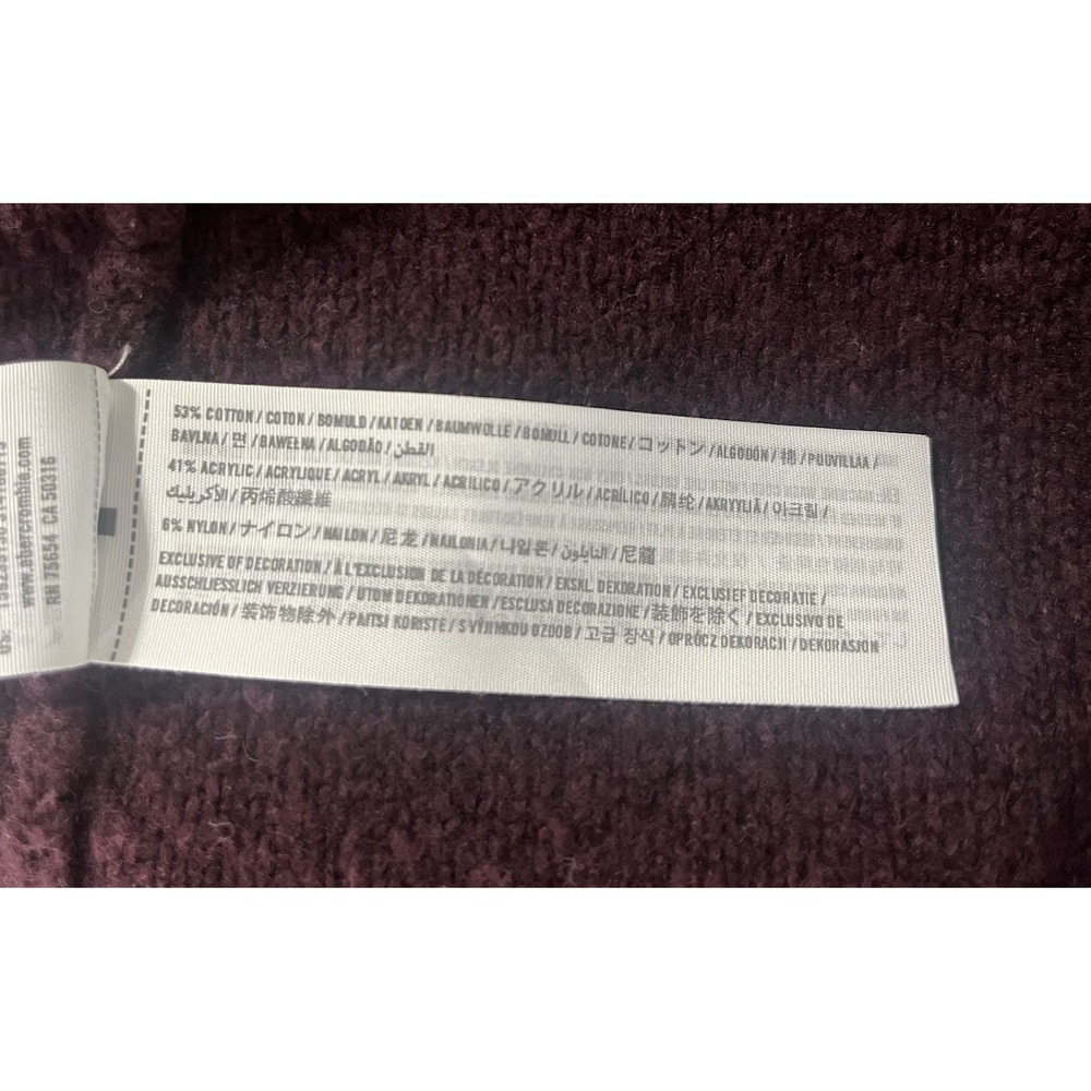 Abercrombie & Fitch Sz M Sweater Dress Cable Knit Maroon V Neck LS Fall‎ - Picture 11 of 12